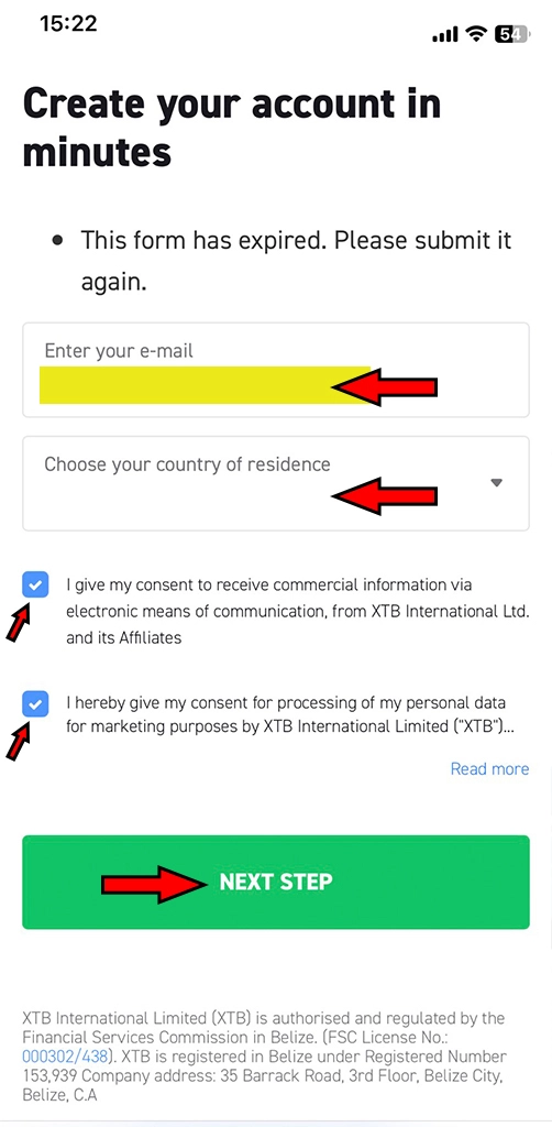 Wpisz adres e-mail, aby rozpocząć xtb rejestracja